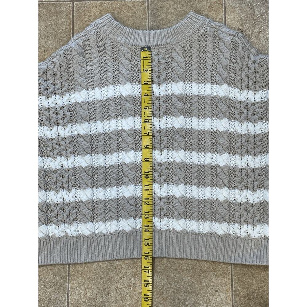 Jessica Simpson Cropped Chunky Cable Knit Sweater Women’s Sz Small Beige/White - Picture 4 of 9